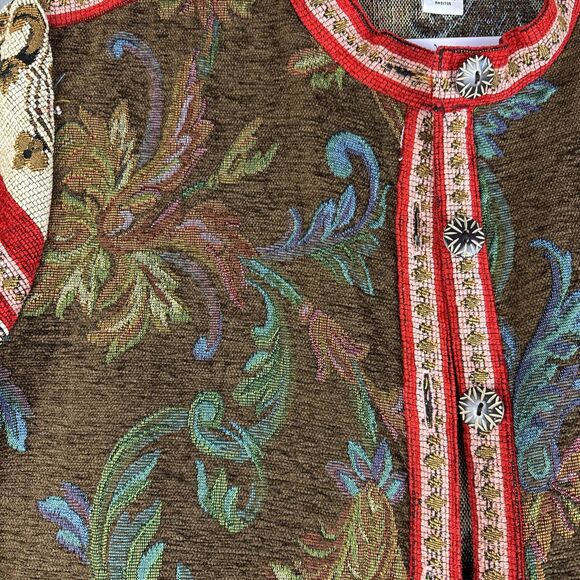 Vintage Sag Harbor Tapestry Jacket Women's 14 Red‎ Brown Pattern Detailed (1013) - Picture 4 of 11